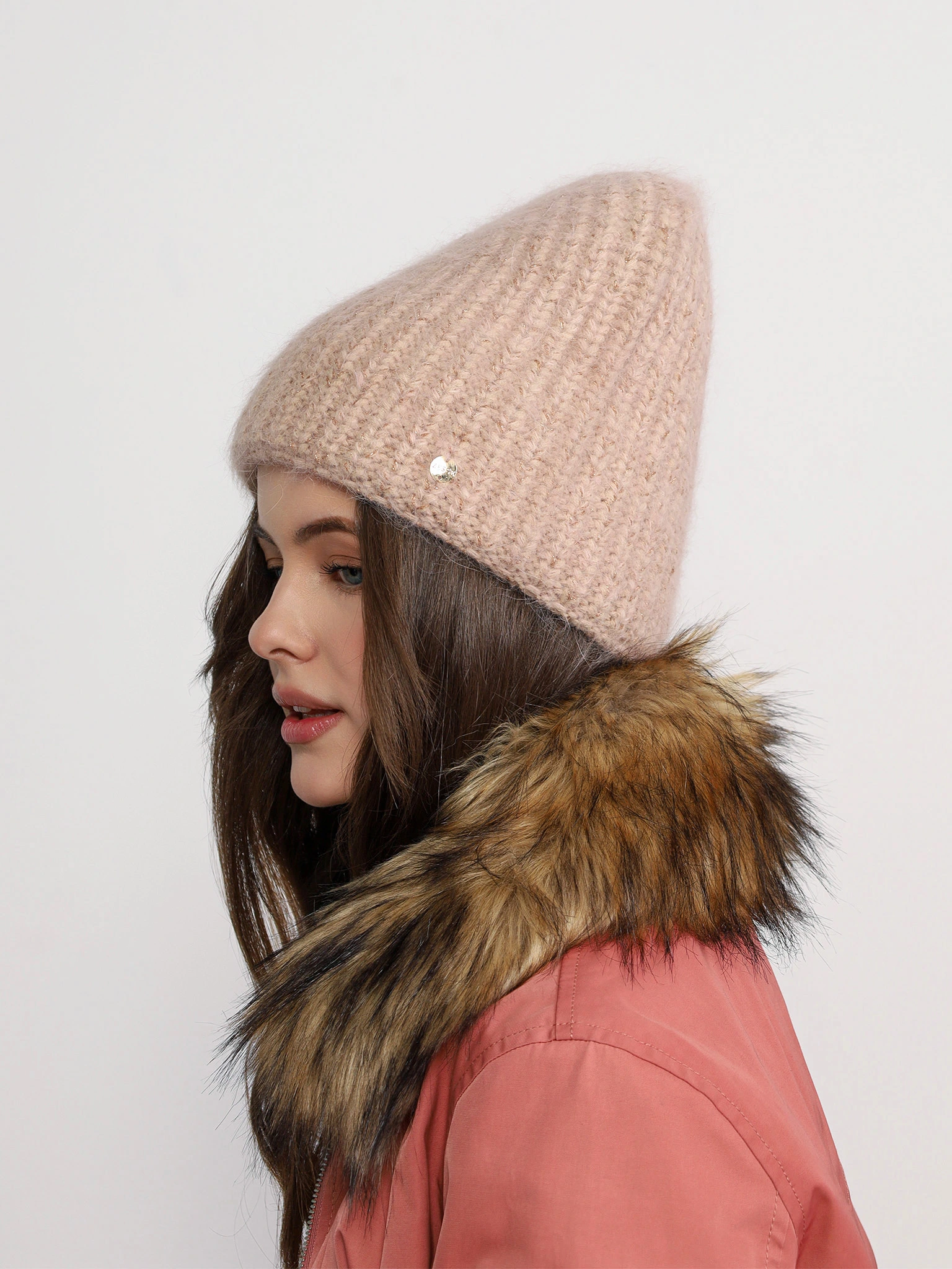 Шапка-бини с люрексом из смесовой шерсти альпаки в ассортименте